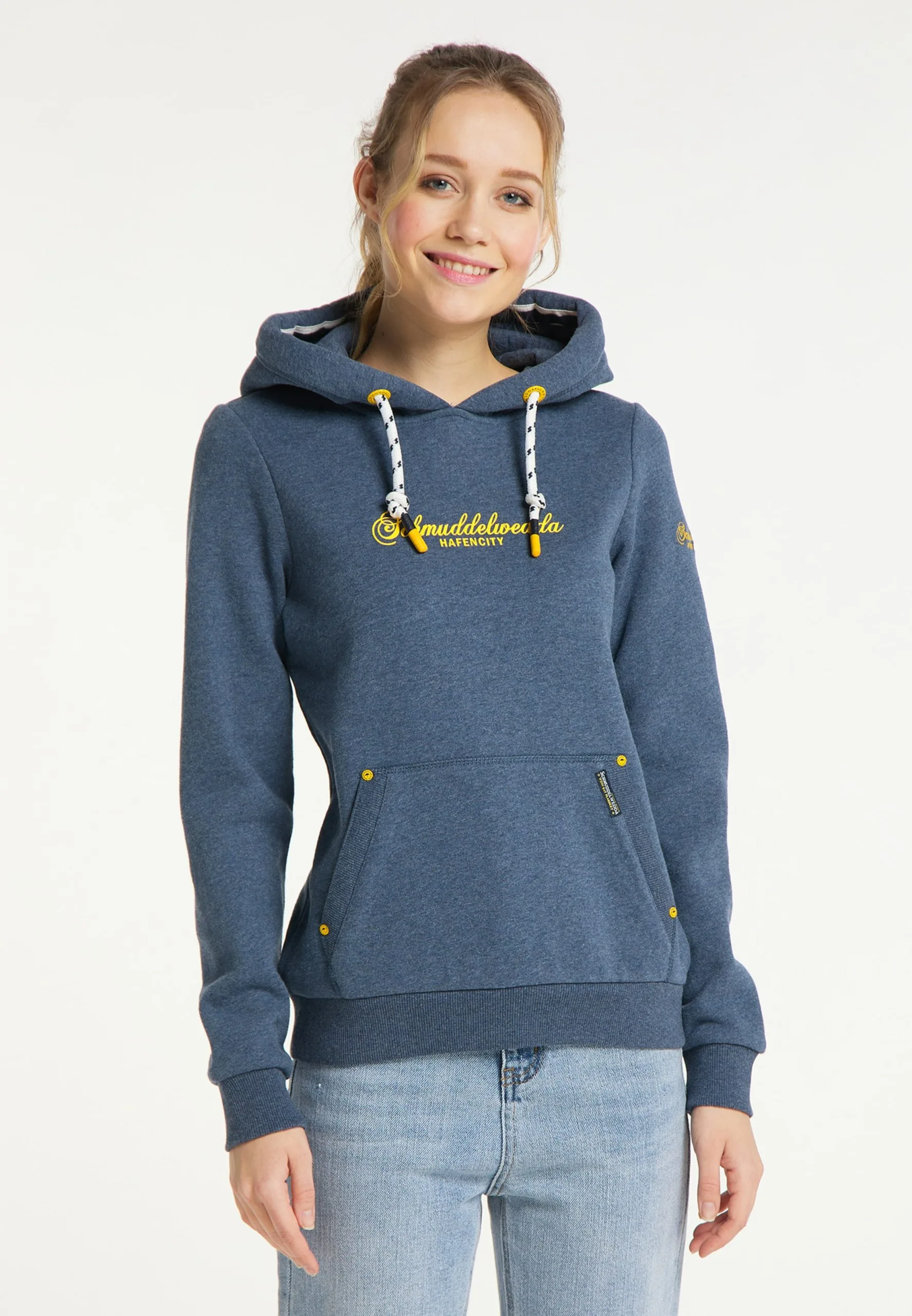 Schmuddelwedda Hoodies Sweatshirt Hamburg Hafencity Dames Blauw Gemêleerd 4 Schmuddelwedda Hoodies Sweatshirt Hamburg Hafencity Dames Blauw Gemêleerd - Afbeelding 2